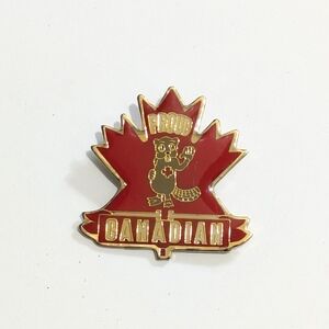 Proud Canadian Red Canadian Maple Leaf Beaver Lapel Pin